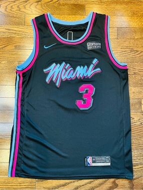 Nike Black Miami Heat Vice City Jersey with Pink & Aqua Trim - #3